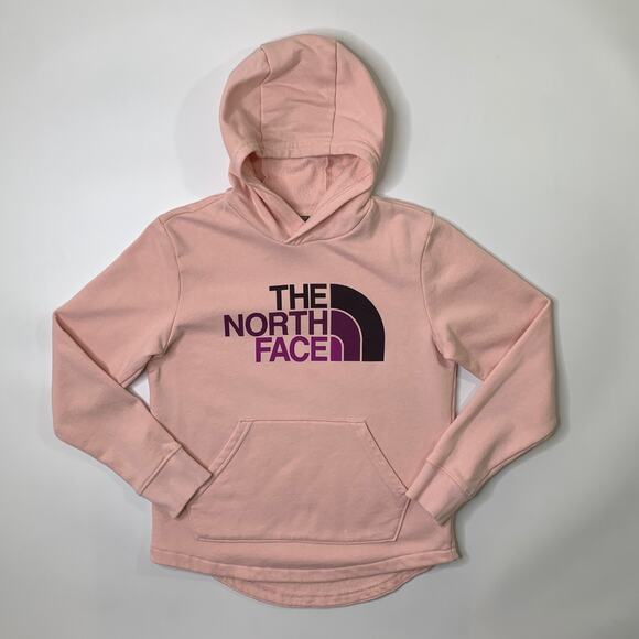 The North Face Hoodie Girls M Medium Pink Dome Fleece Line Pullover Pouch Pocket - Picture 2 of 12